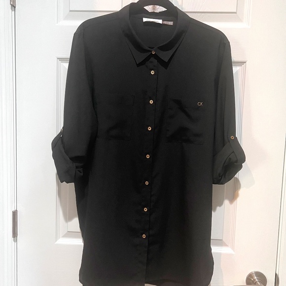 Calvin Klein Modern Tunic Top - XL Black NWOT - Picture 1 of 5